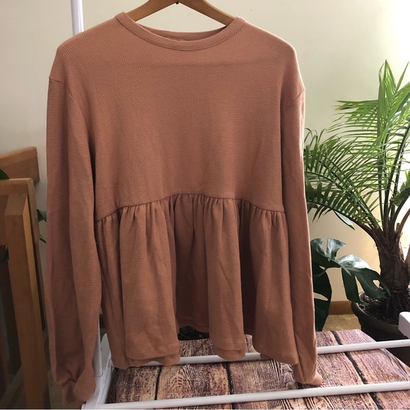 ASOS Design Waffle Knit Long Sleeve Top Size 6 Tall - Picture 4 of 9